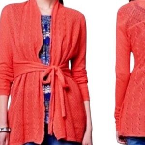 NWOT Anthropologie Knitted & Knotted | Linen Blend Cardigan Coral Size S